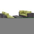 Modway Furniture Convene Outdoor Patio Sectional Set, Espresso Peridot, 5Pk EEI-2163-EXP-PER-SET